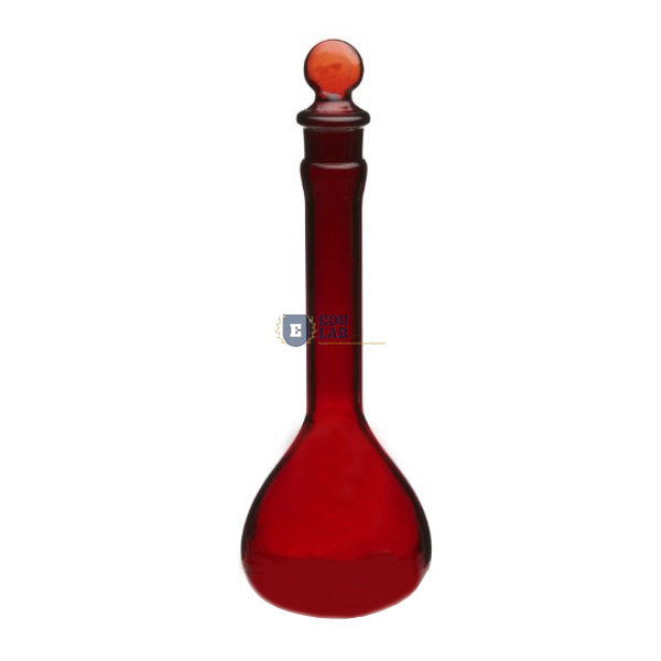 Amber Volumetric Flask, Serialized With Penny Head Stopper