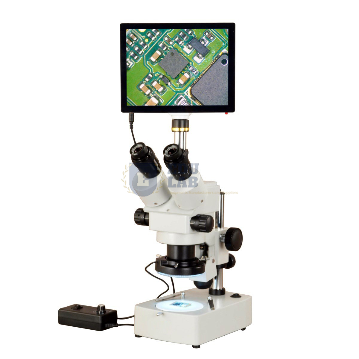 LCD Touch Pad Stereo Zoom Trinocular Microscope